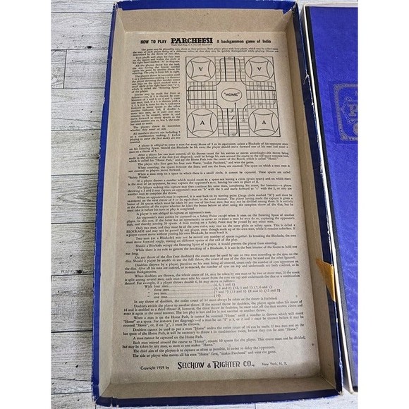Vintage Parcheesi Board Game (1959) Made in USA by Selchow & Righter Co. CIB - Picture 3 of 7